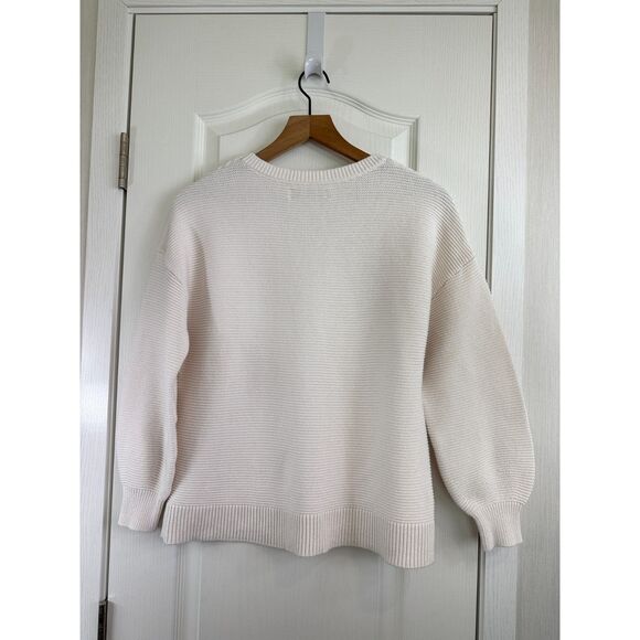 LOFT Women's Off White V-Neck 100% Cotton Sweater Size M Medium - Picture 2 of 9